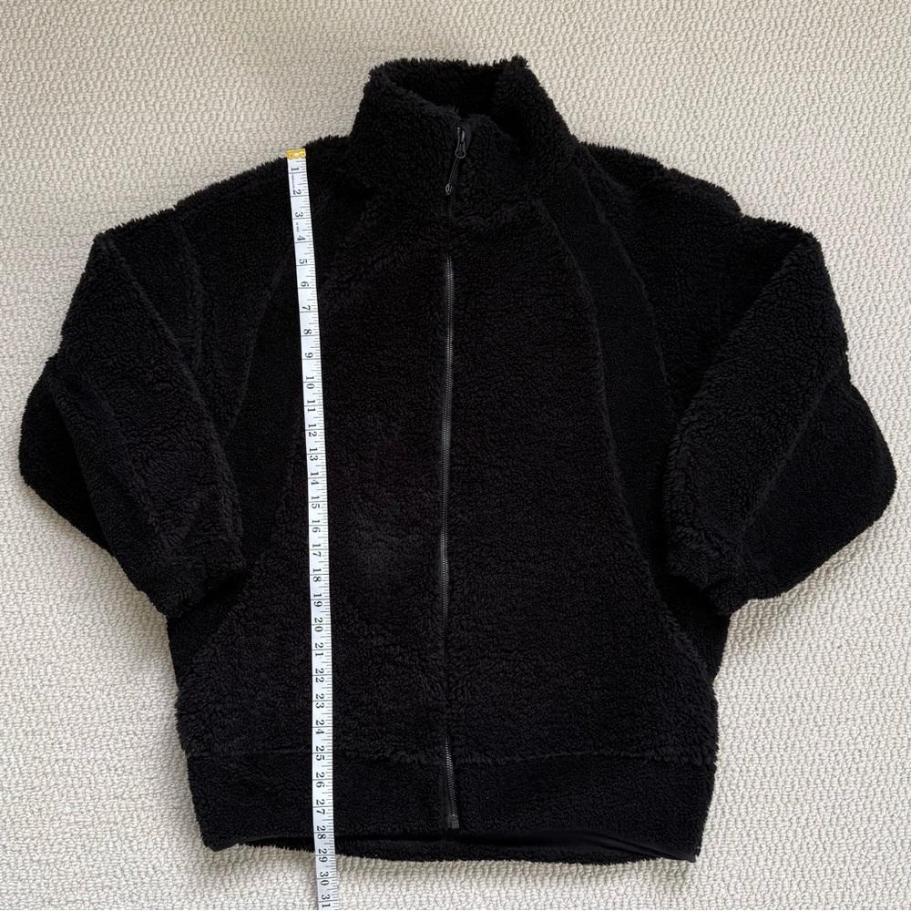 Lululemon Long Textured Fleece Jacket in Black Size 2 - Picture 9 of 10